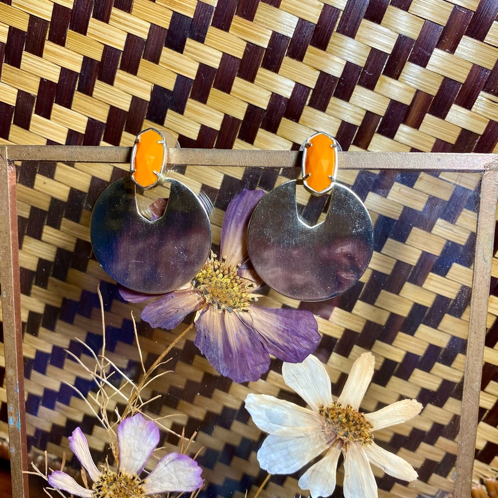 Kendra Scott Deena Gold and Orange Earrings - Picture 4 of 5